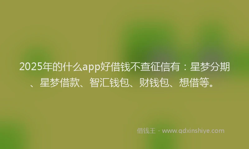 2025年的什么app好借钱不查征信有：星梦分期、星梦借款、智汇钱包、财钱包、想借等。