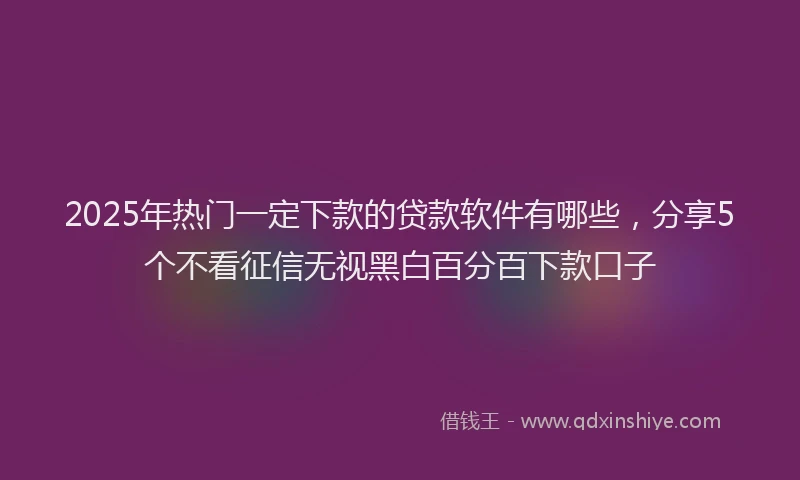 2025年热门一定下款的贷款软件有哪些，分享5个不看征信无视黑白百分百下款口子