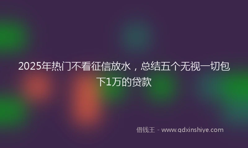 2025年热门不看征信放水，总结五个无视一切包下1万的贷款