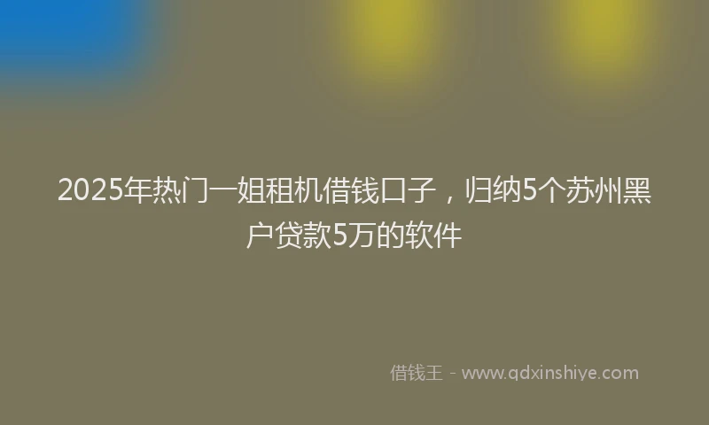 2025年热门一姐租机借钱口子，归纳5个苏州黑户贷款5万的软件