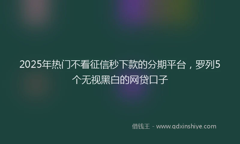 2025年热门不看征信秒下款的分期平台，罗列5个无视黑白的网贷口子