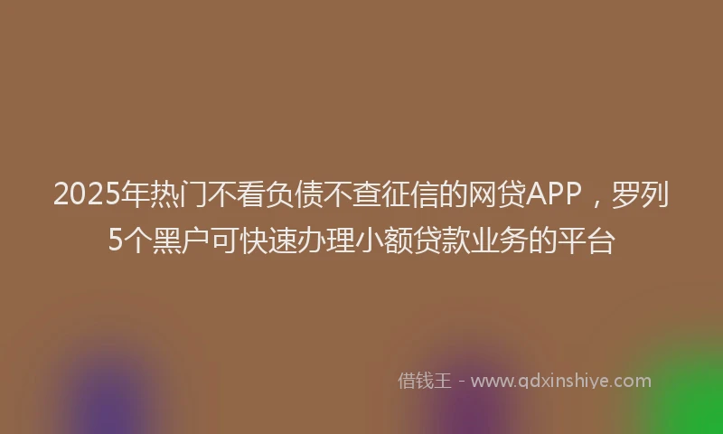 2025年热门不看负债不查征信的网贷APP，罗列5个黑户可快速办理小额贷款业务的平台
