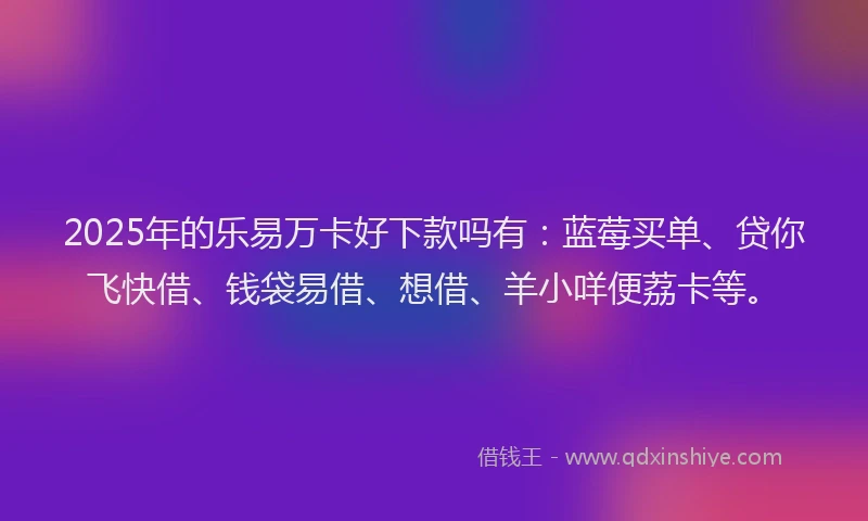 2025年的乐易万卡好下款吗有：蓝莓买单、贷你飞快借、钱袋易借、想借、羊小咩便荔卡等。