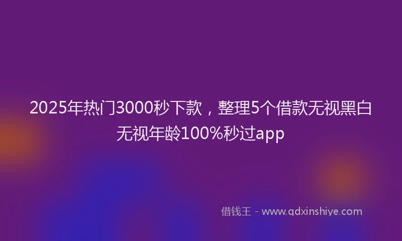 2025年热门3000秒下款，整理5个借款无视黑白无视年龄100%秒过app