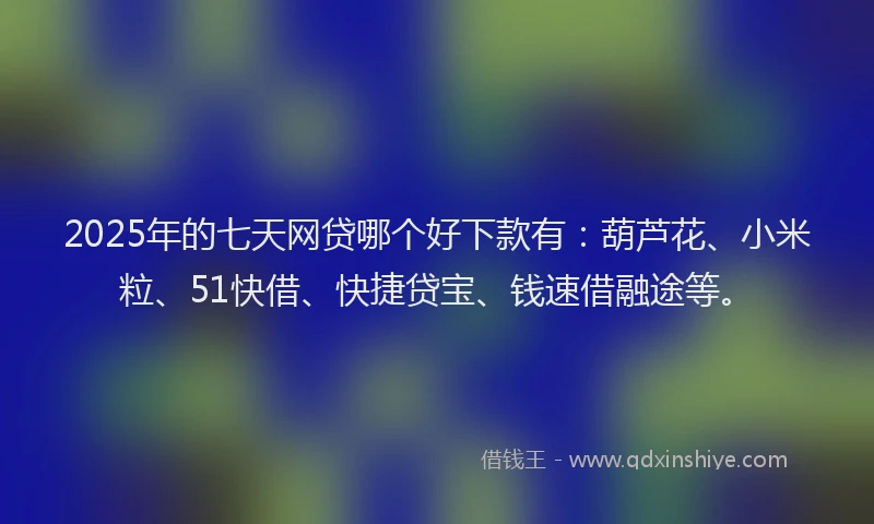 2025年的七天网贷哪个好下款有：葫芦花、小米粒、51快借、快捷贷宝、钱速借融途等。
