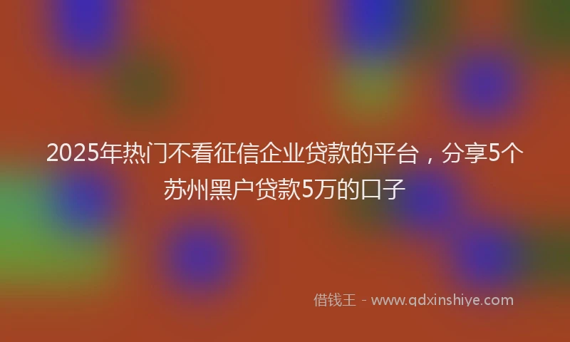 2025年热门不看征信企业贷款的平台，分享5个苏州黑户贷款5万的口子