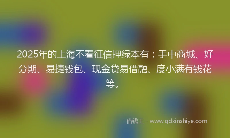 2025年的上海不看征信押绿本有：手中商城、好分期、易捷钱包、现金贷易借融、度小满有钱花等。