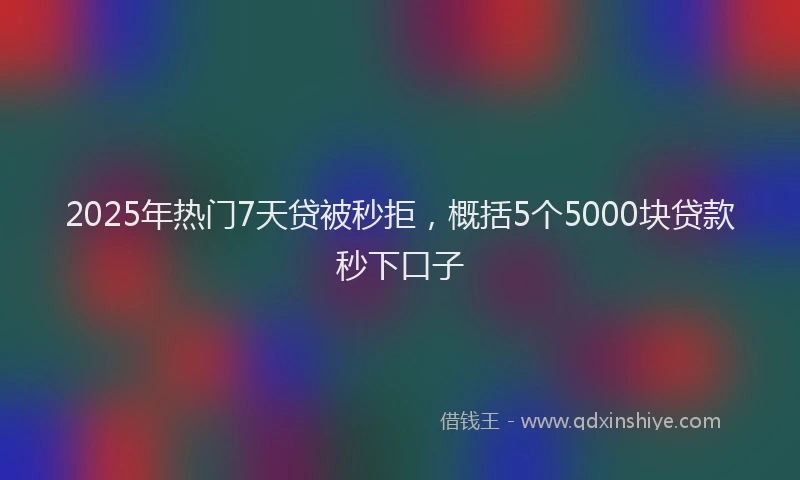 2025年热门7天贷被秒拒，概括5个5000块贷款秒下口子
