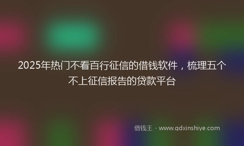 2025年热门不看百行征信的借钱软件，梳理五个不上征信报告的贷款平台