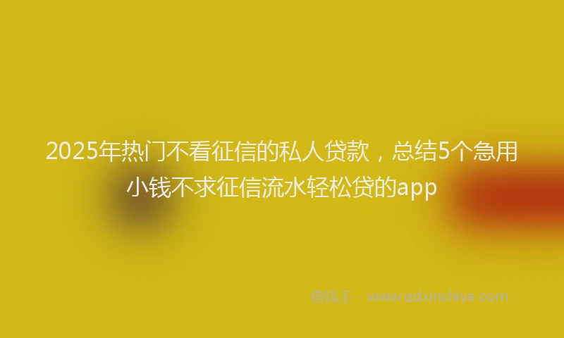 2025年热门不看征信的私人贷款，总结5个急用小钱不求征信流水轻松贷的app