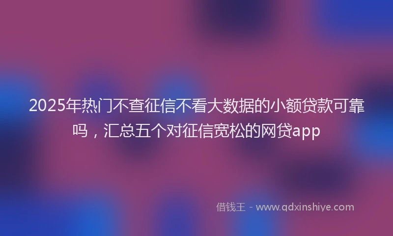 2025年热门不查征信不看大数据的小额贷款可靠吗，汇总五个对征信宽松的网贷app