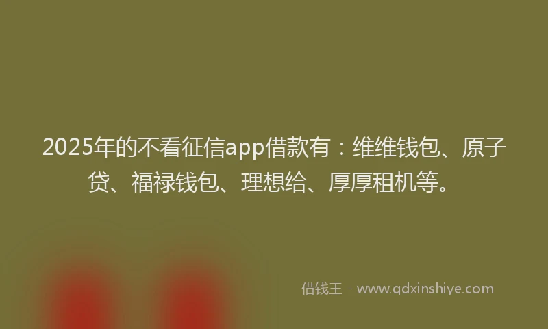 2025年的不看征信app借款有：维维钱包、原子贷、福禄钱包、理想给、厚厚租机等。