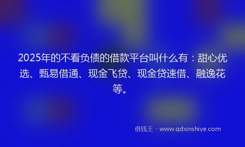 2025年的不看负债的借款平台叫什么有：甜心优选、甄易借通、现金飞贷、现金贷速借、融逸花等。