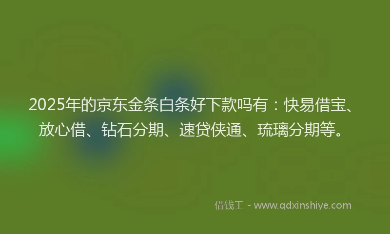 2025年的京东金条白条好下款吗有：快易借宝、放心借、钻石分期、速贷侠通、琉璃分期等。