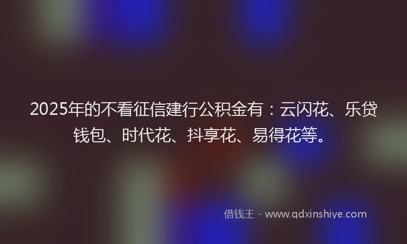2025年的不看征信建行公积金有：云闪花、乐贷钱包、时代花、抖享花、易得花等。