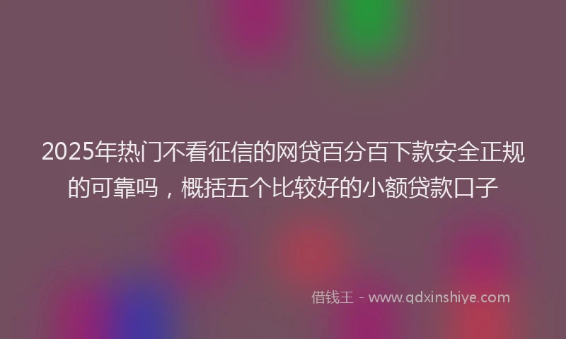2025年热门不看征信的网贷百分百下款安全正规的可靠吗，概括五个比较好的小额贷款口子