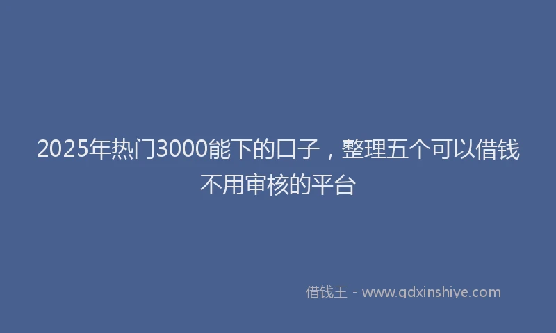 2025年热门3000能下的口子，整理五个可以借钱不用审核的平台