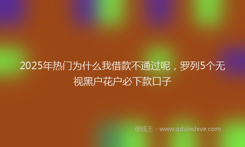 2025年热门为什么我借款不通过呢，罗列5个无视黑户花户必下款口子
