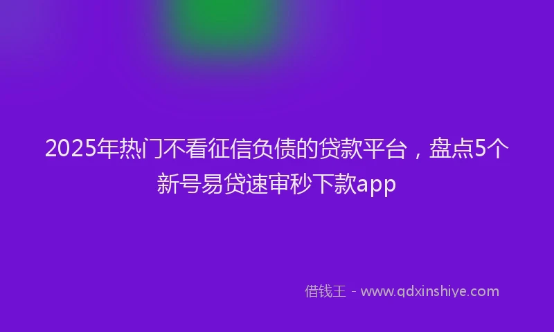 2025年热门不看征信负债的贷款平台，盘点5个新号易贷速审秒下款app