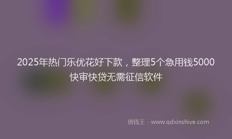 2025年热门乐优花好下款，整理5个急用钱5000快审快贷无需征信软件
