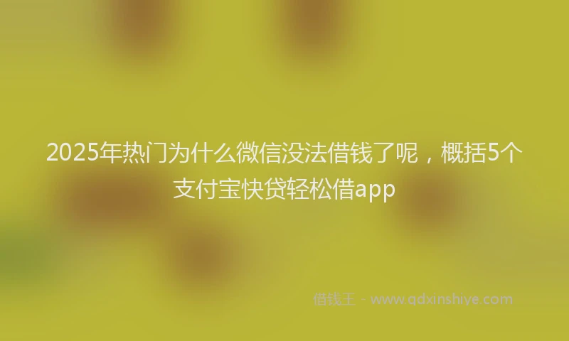 2025年热门为什么微信没法借钱了呢，概括5个支付宝快贷轻松借app