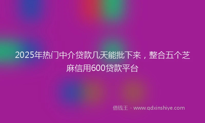 2025年热门中介贷款几天能批下来，整合五个芝麻信用600贷款平台
