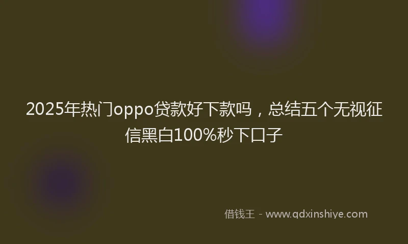 2025年热门oppo贷款好下款吗，总结五个无视征信黑白100%秒下口子