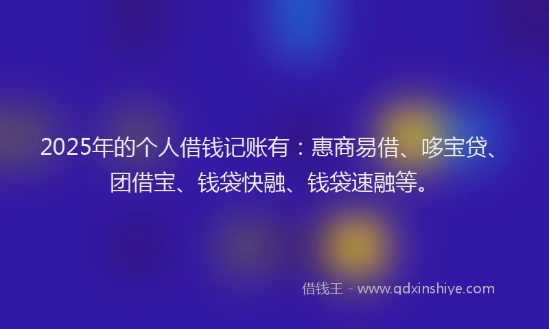 2025年的个人借钱记账有：惠商易借、哆宝贷、团借宝、钱袋快融、钱袋速融等。