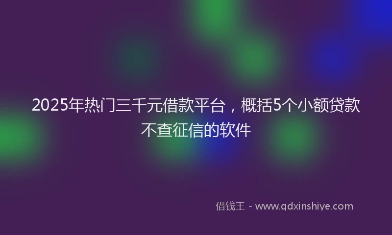 2025年热门三千元借款平台，概括5个小额贷款不查征信的软件