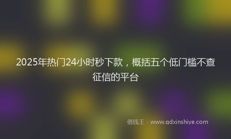 2025年热门24小时秒下款，概括五个低门槛不查征信的平台