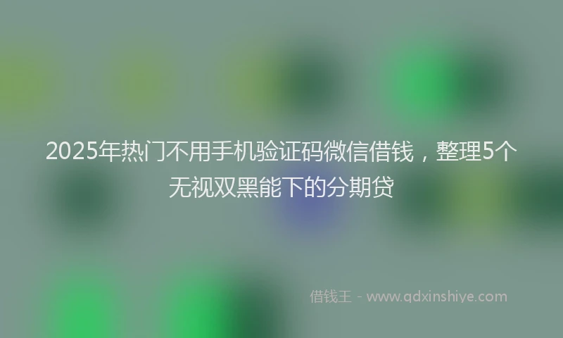 2025年热门不用手机验证码微信借钱，整理5个无视双黑能下的分期贷