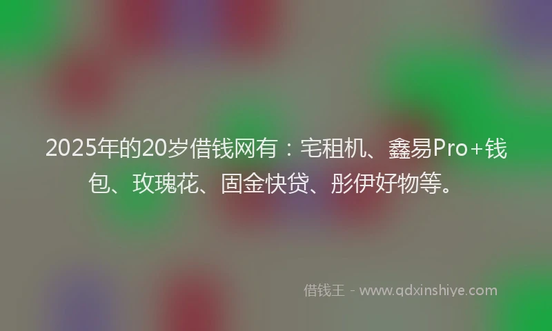 2025年的20岁借钱网有：宅租机、鑫易Pro+钱包、玫瑰花、固金快贷、彤伊好物等。