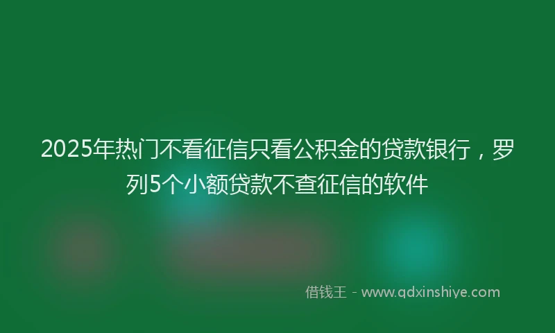 2025年热门不看征信只看公积金的贷款银行，罗列5个小额贷款不查征信的软件