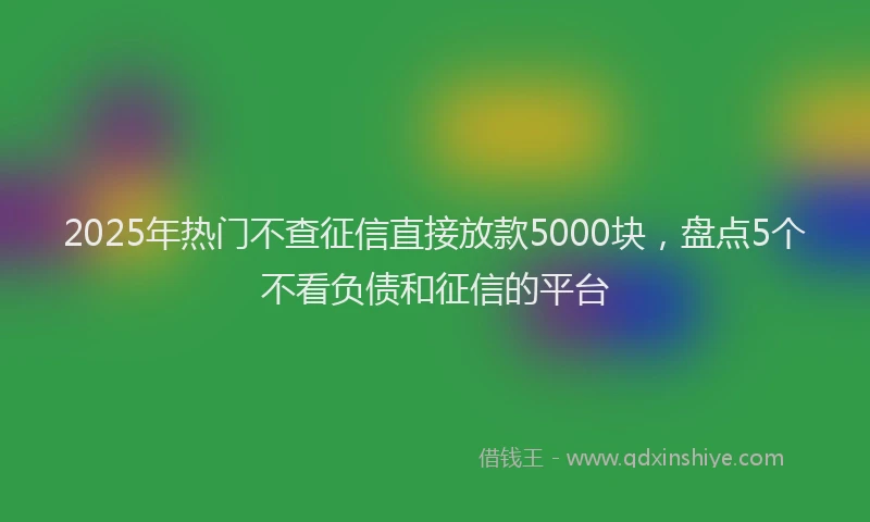 2025年热门不查征信直接放款5000块，盘点5个不看负债和征信的平台