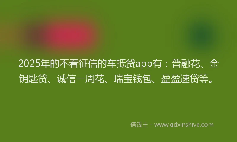 2025年的不看征信的车抵贷app有：普融花、金钥匙贷、诚信一周花、瑞宝钱包、盈盈速贷等。