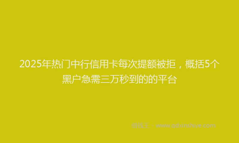 2025年热门中行信用卡每次提额被拒，概括5个黑户急需三万秒到的的平台