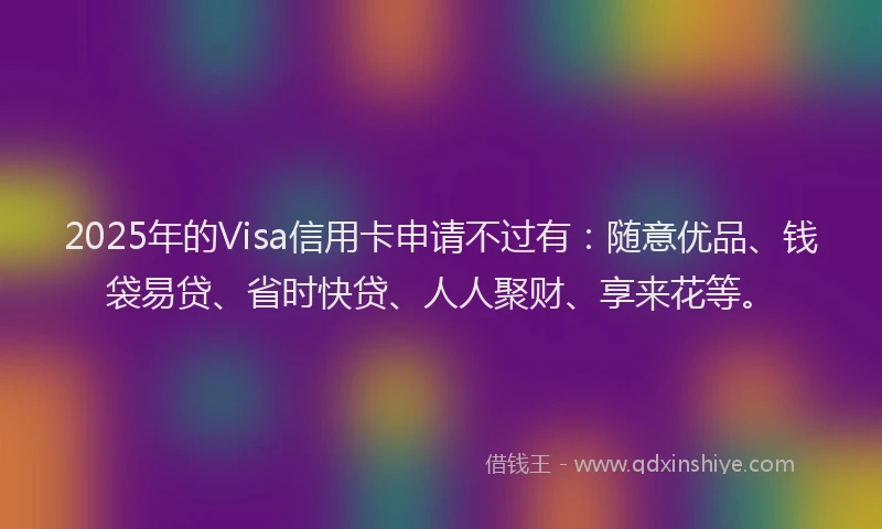2025年的Visa信用卡申请不过有：随意优品、钱袋易贷、省时快贷、人人聚财、享来花等。