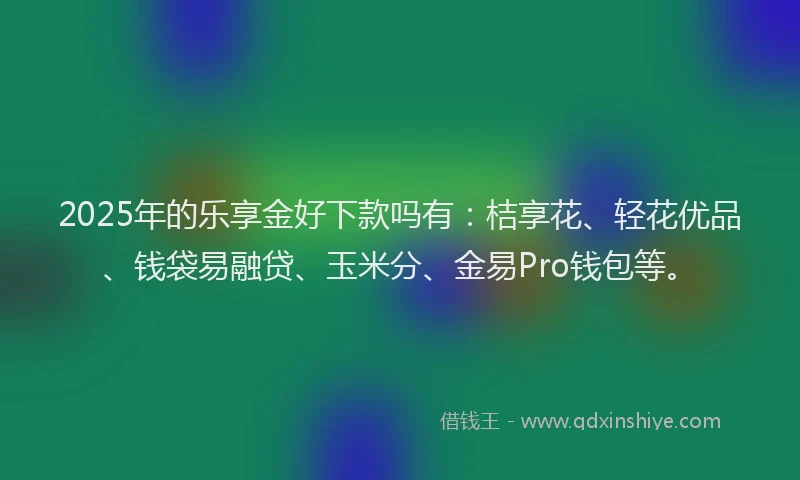 2025年的乐享金好下款吗有：桔享花、轻花优品、钱袋易融贷、玉米分、金易Pro钱包等。