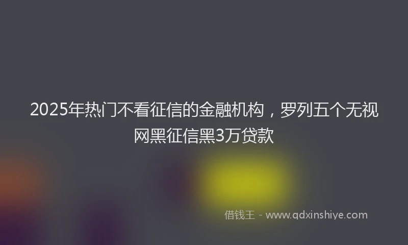 2025年热门不看征信的金融机构，罗列五个无视网黑征信黑3万贷款
