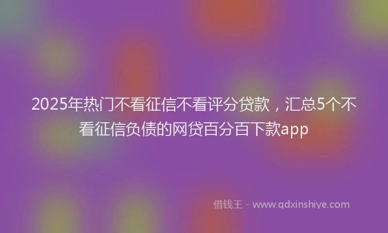 2025年热门不看征信不看评分贷款，汇总5个不看征信负债的网贷百分百下款app