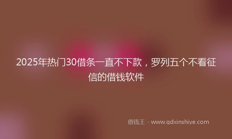 2025年热门30借条一直不下款，罗列五个不看征信的借钱软件