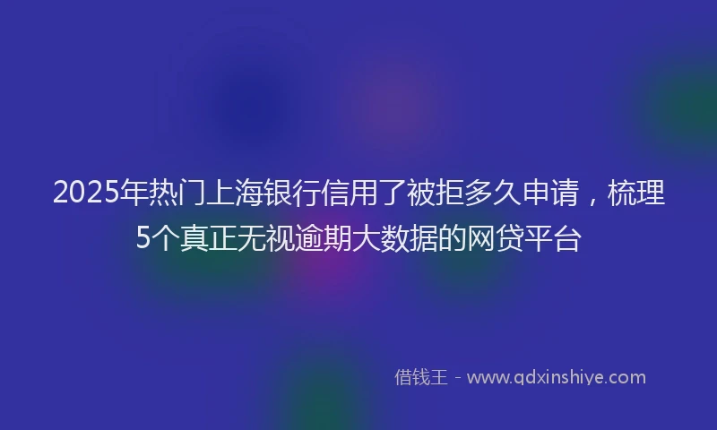 2025年热门上海银行信用了被拒多久申请，梳理5个真正无视逾期大数据的网贷平台