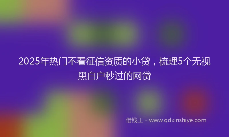 2025年热门不看征信资质的小贷，梳理5个无视黑白户秒过的网贷