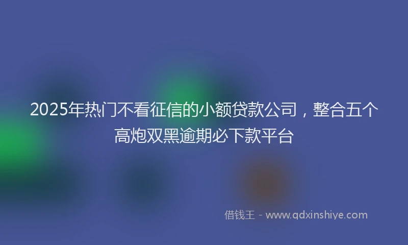2025年热门不看征信的小额贷款公司，整合五个高炮双黑逾期必下款平台