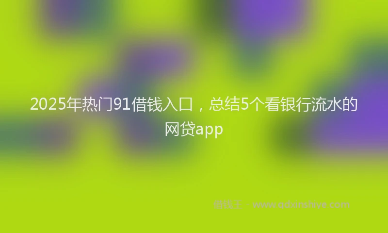 2025年热门91借钱入口，总结5个看银行流水的网贷app