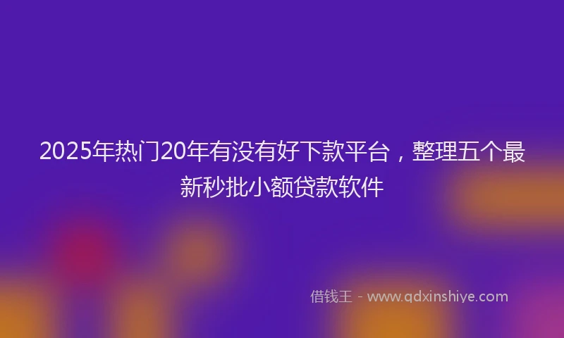 2025年热门20年有没有好下款平台，整理五个最新秒批小额贷款软件