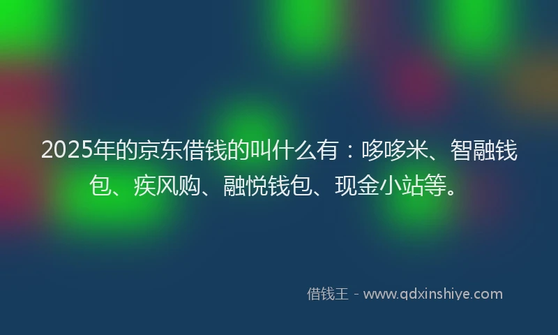 2025年的京东借钱的叫什么有：哆哆米、智融钱包、疾风购、融悦钱包、现金小站等。