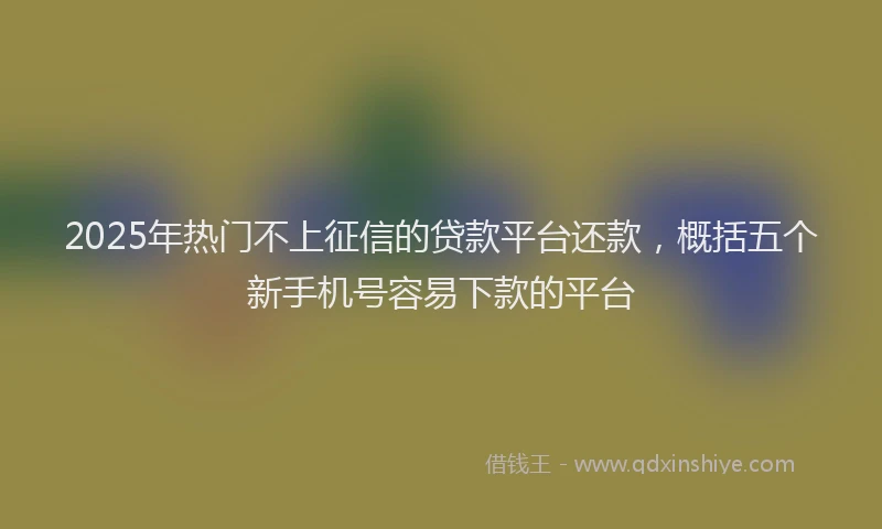 2025年热门不上征信的贷款平台还款，概括五个新手机号容易下款的平台