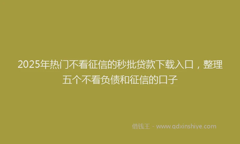 2025年热门不看征信的秒批贷款下载入口，整理五个不看负债和征信的口子