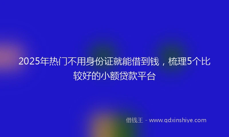 2025年热门不用身份证就能借到钱，梳理5个比较好的小额贷款平台